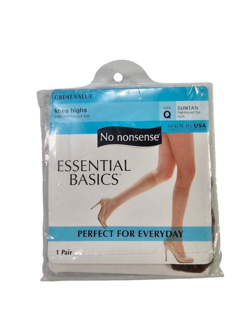 No Nonsense Essential Basics Knee Highs Nylon Stockings Suntan Size Q